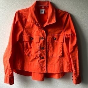 CAbi jacket XS orange marmalade color brown buttons high low jacket